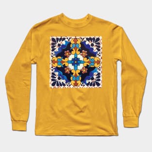 Navy Talavera Tile Long Sleeve T-Shirt